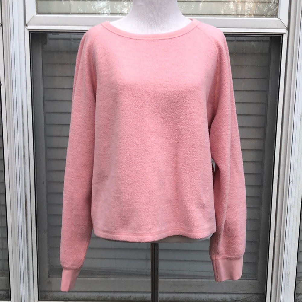 Mile(s) by Madewell Pink Fuzzy Crewneck Top size Large